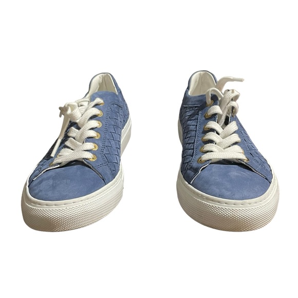 M. Gemi blue Portare Italian leather woven sneakers